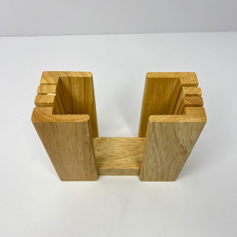 Wood Bagel Slicer Holder Stand Kitchen Tool Natural 3 Knife Slots - Picture 2 of 6